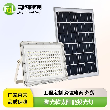 聚光款太阳能投光灯 一拖二农村家用户外防水200W投射灯LED庭院灯